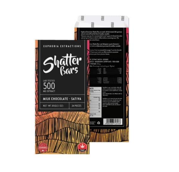 Milk Chocolate Sativa Shatter Bar by Euphoria (500mg)